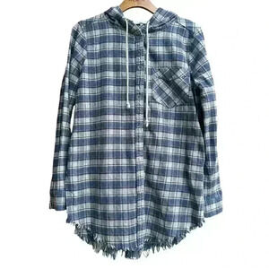 Gilded Intent Snap Front Hooded Flannel Shirt. Size: M